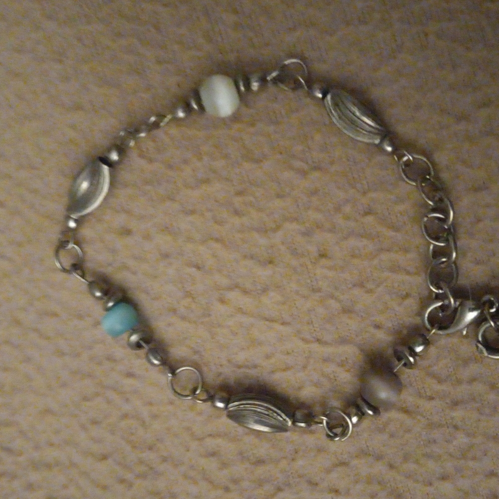 Stainless steel &gem bracelet